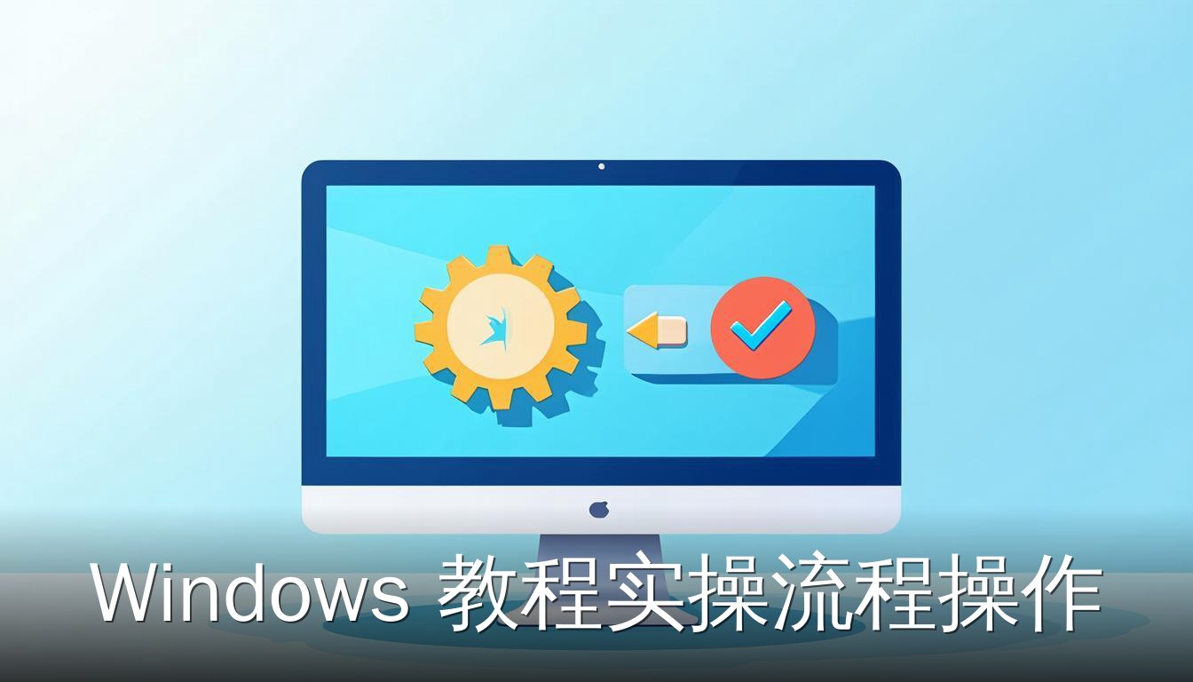 Windows教程实操流程操作步骤的封面图，展示电脑屏幕和设置图标