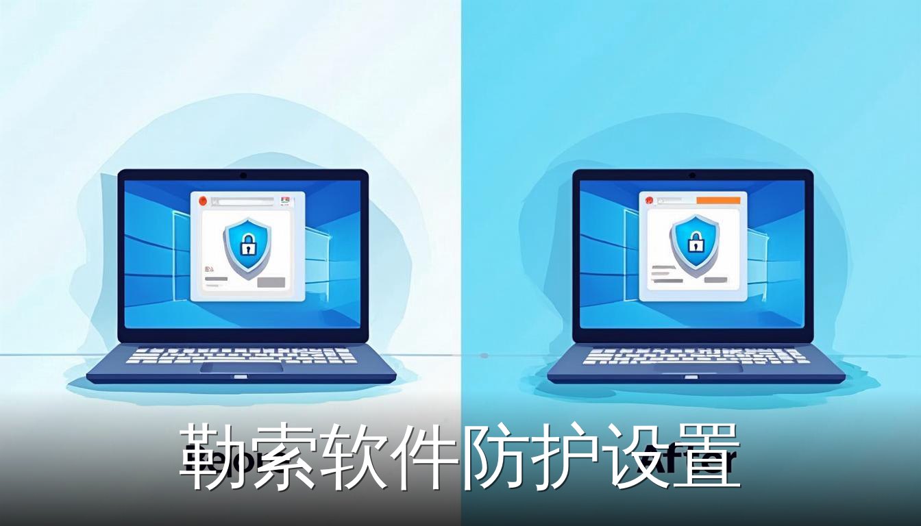 勒索软件防护设置 电脑屏幕 安全中心 盾牌 锁