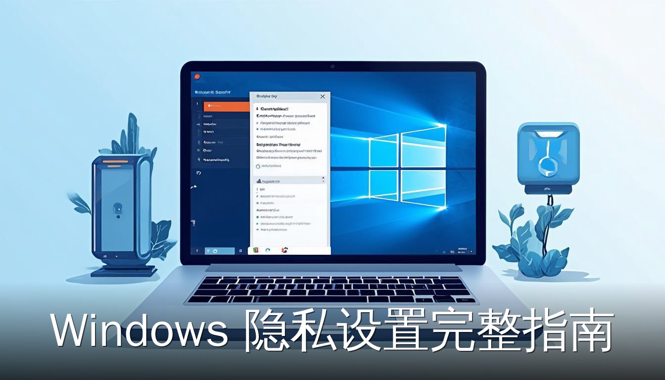 Windows 隐私设置完整指南：笔记本电脑屏幕显示隐私和安全性设置界面